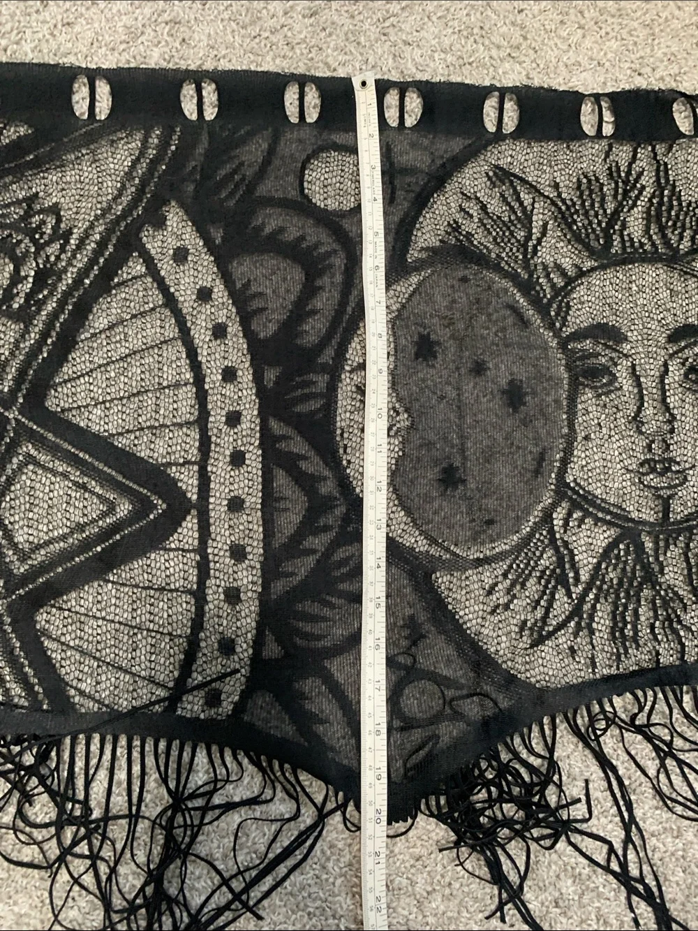 Spirit Halloween Black Celestial Fringe Semi Sheer Window Valance